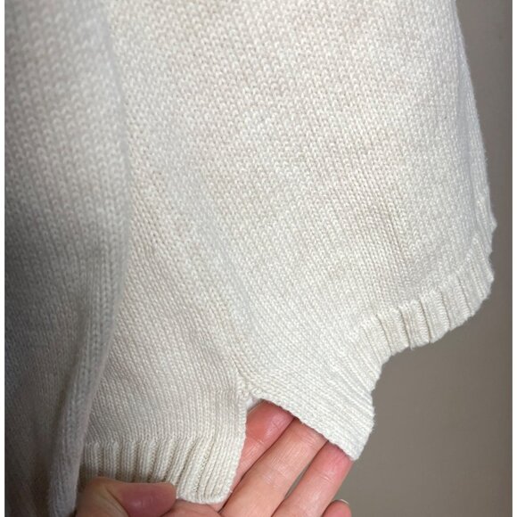 Jeanne Pierre Sweater Vtg Ecru Cotton Turtleneck Preppy Classic Cozy Womens M - Picture 6 of 8